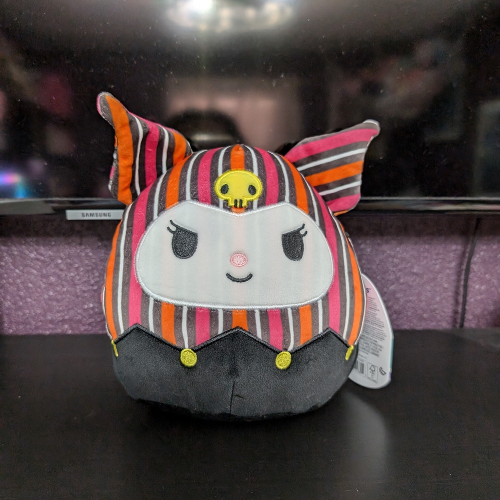 Hello Kitty Striped Plush Cat Toy - Black, Orange, Pink